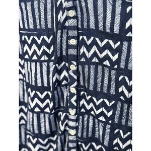 Lucky Brand John Robshaw Navy Print Cotton Top 2X